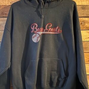 Gildan Black Hoodie with Red Baseball Design